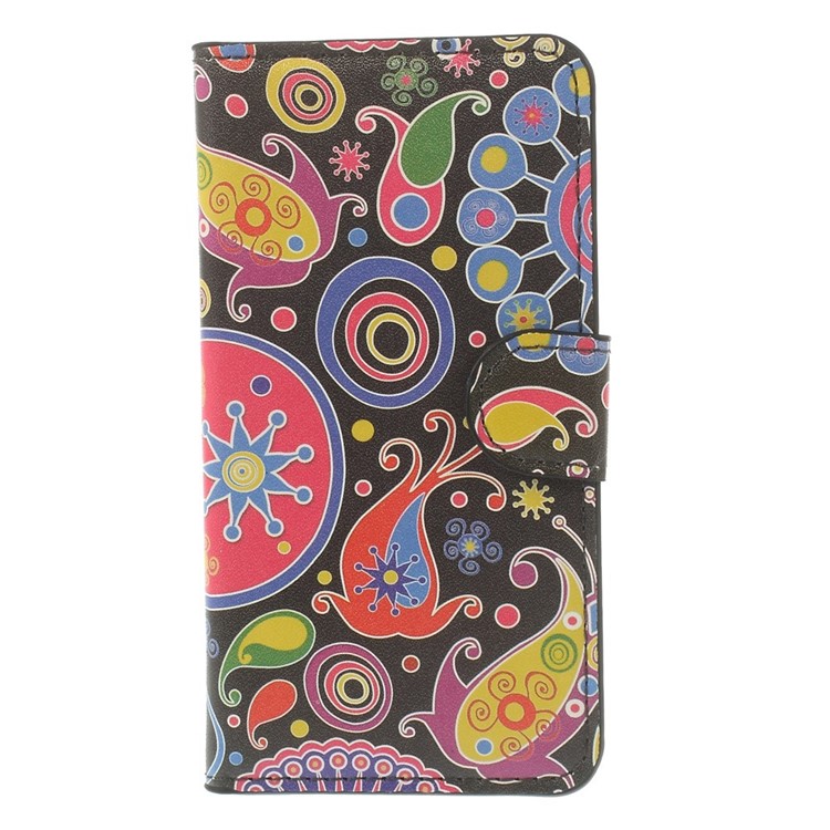 Paisley Pattern Leather Wallet Cover w/ Stand for Samsung Galaxy S5 mini SM-G800-3