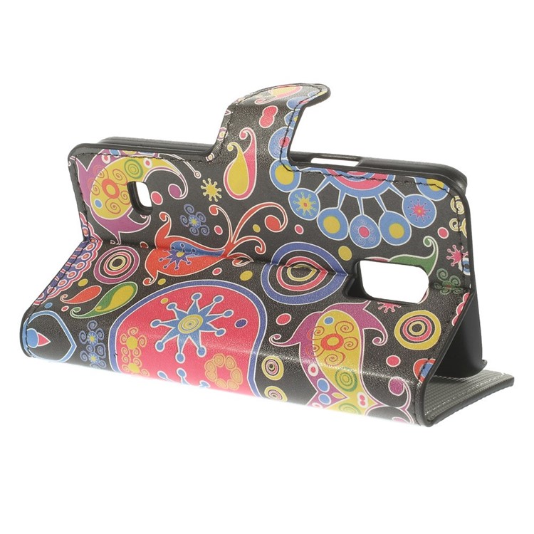 Paisley Pattern Leather Wallet Cover w/ Stand for Samsung Galaxy S5 mini SM-G800-5