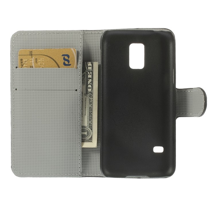 Paisley Pattern Leather Wallet Cover w/ Stand for Samsung Galaxy S5 mini SM-G800-6