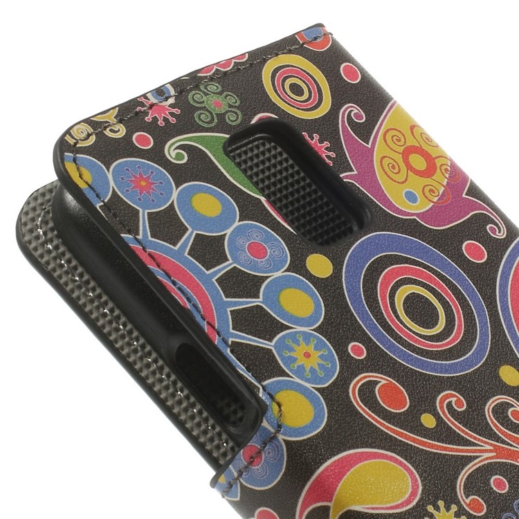 Paisley Pattern Leather Wallet Cover w/ Stand for Samsung Galaxy S5 mini SM-G800-7