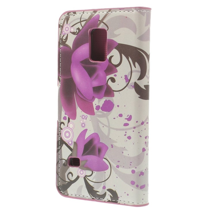 Elegant Lotus Leather Magnetic Cover w/ Card Slots for Samsung Galaxy S5 mini SM-G800-2
