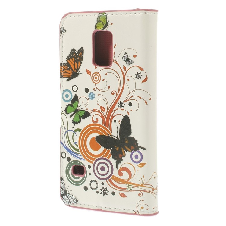 Butterfly Circles Stand Leather Card Holder Case for Samsung Galaxy S5 mini SM-G800-2