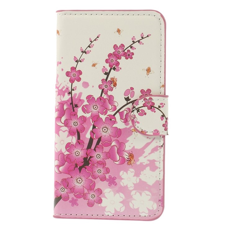 Plum Blossom Stand Leather Card Holder Cover for Samsung Galaxy S5 mini SM-G800-3