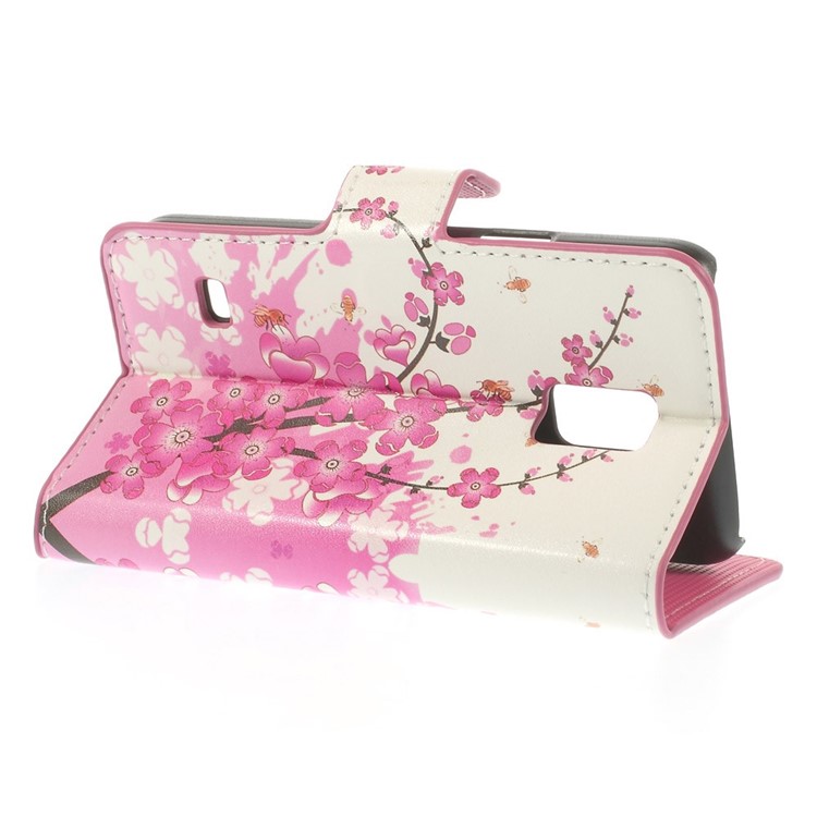 Plum Blossom Stand Leather Card Holder Cover for Samsung Galaxy S5 mini SM-G800-5