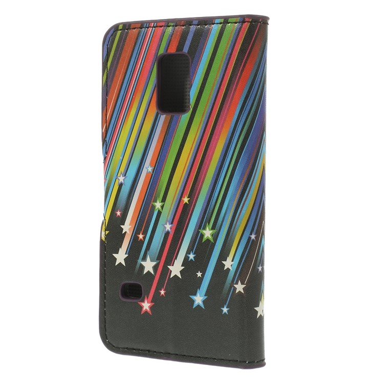 Meteor Shower Wallet Leather Magnetic Cover w/ Stand for Samsung Galaxy S5 mini SM-G800-2