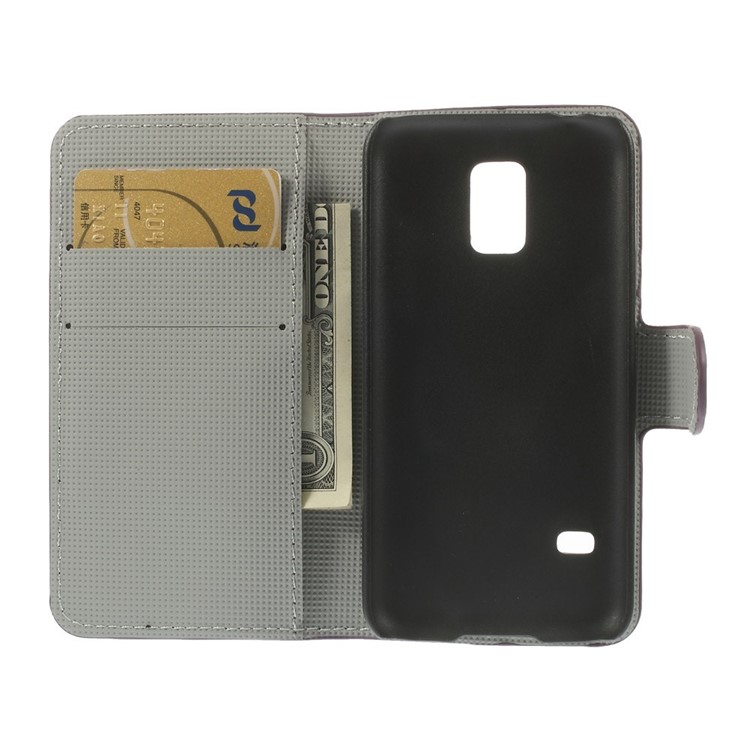 Meteor Shower Wallet Leather Magnetic Cover w/ Stand for Samsung Galaxy S5 mini SM-G800-6