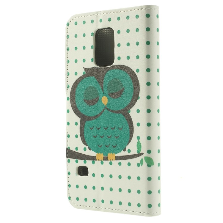 For Samsung Galaxy S5 mini SM-G800 Wallet Leather Cover w/ Stand - Sleeping Owl-2