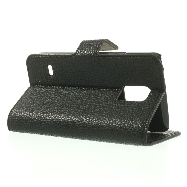 For Samsung Galaxy S5 mini SM-G800 Litchi Texture Leather Wallet Case w/ Stand - Black-3
