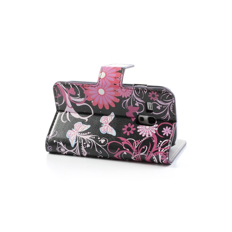 Butterfly Flowers Leather Card Holder Case Wallet for Samsung Galaxy S III / 3 Mini I8190-4