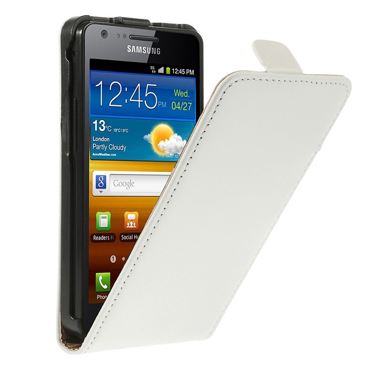 

Premium Genuine Split Leather Flip Case for Samsung I9100 Galaxy S2 / II - White