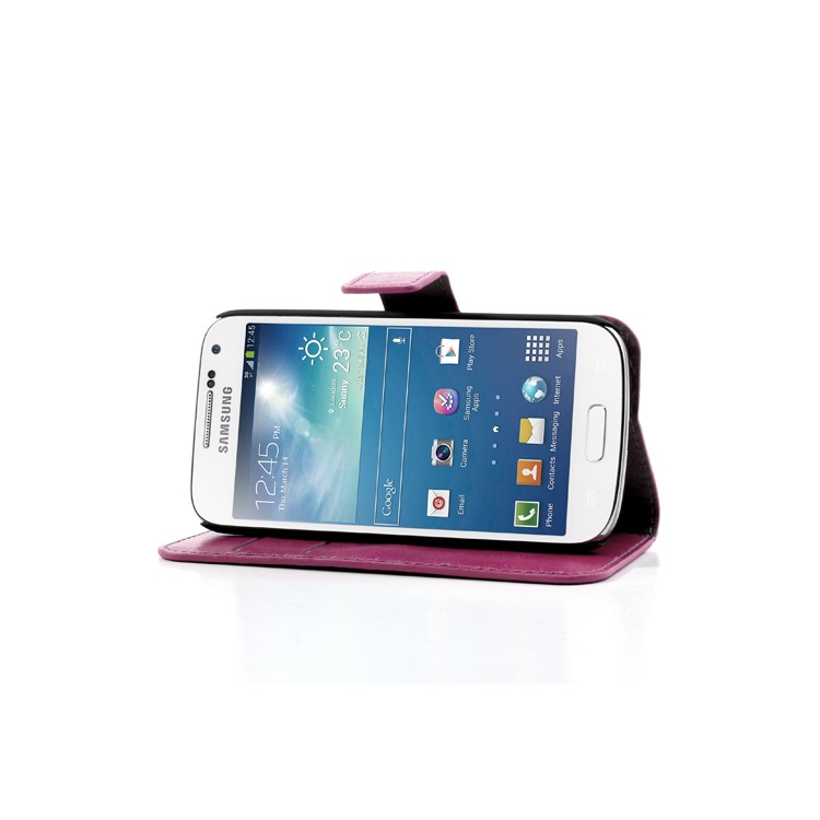 Rose Crazy Horse Stand Leather Cover for Samsung Galaxy S4 mini i9190 i9192-3