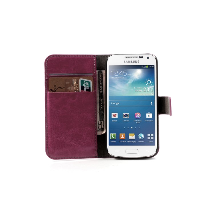 Rose Crazy Horse Stand Leather Cover for Samsung Galaxy S4 mini i9190 i9192-5