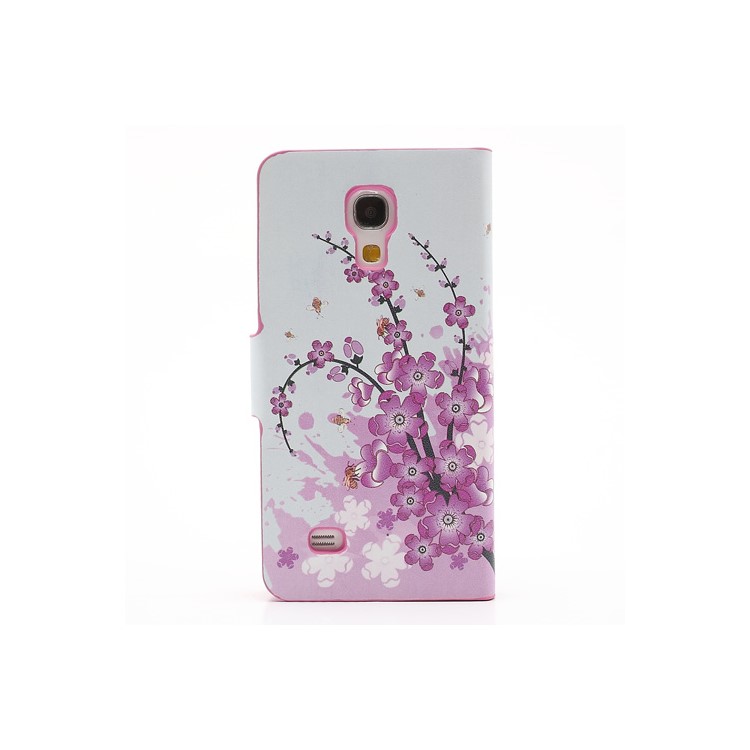 Pink Plum Card Slots Leather Case Stand for Samsung Galaxy S4 mini i9195 i9190-2