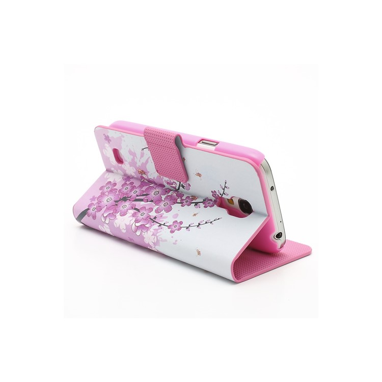 Pink Plum Card Slots Leather Case Stand for Samsung Galaxy S4 mini i9195 i9190-4