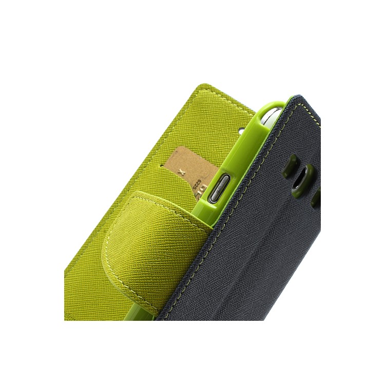 Mercury Fancy Diary Wallet Style Leather Stand Case for Samsung Galaxy S3 / III I9300 - Green / Dark Blue-6