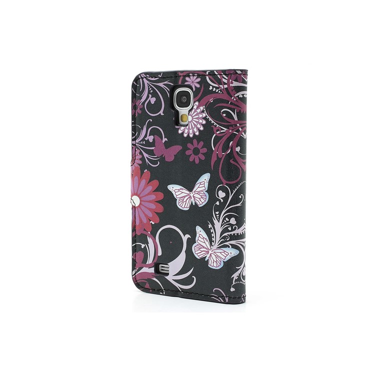 Butterfly & Flower Card Slot Leather Stand Case Shell for Samsung Galaxy S4 i9500 i9502-2