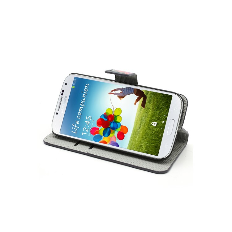 Butterfly & Flower Card Slot Leather Stand Case Shell for Samsung Galaxy S4 i9500 i9502-4