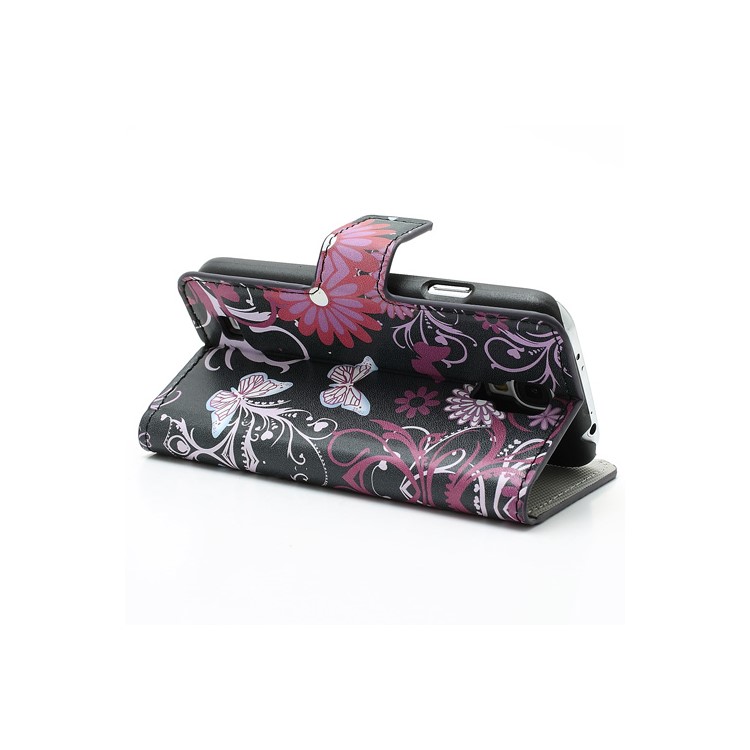 Butterfly & Flower Card Slot Leather Stand Case Shell for Samsung Galaxy S4 i9500 i9502-5