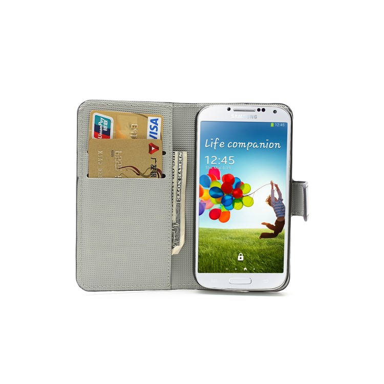 Butterfly & Flower Card Slot Leather Stand Case Shell for Samsung Galaxy S4 i9500 i9502-6