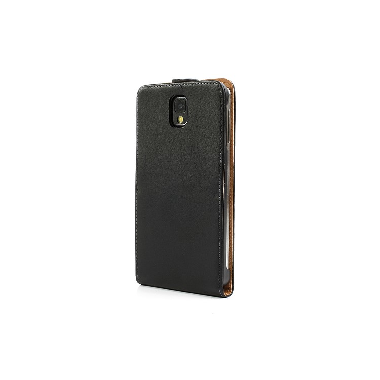 Genuine Split Leather Vertical Flip Case for Samsung Galaxy Note 3 N9005 N9002 N9000 - Black-2