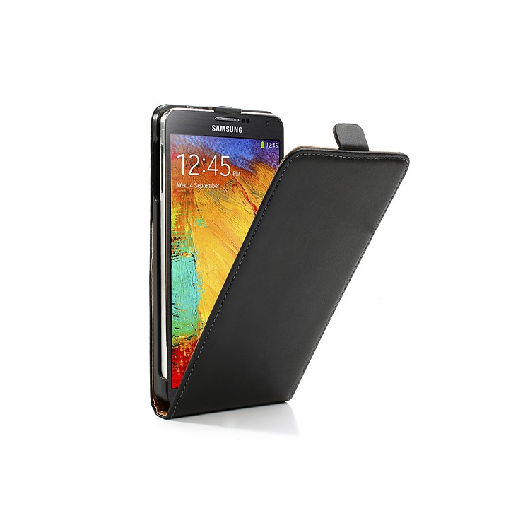 Genuine Split Leather Vertical Flip Case for Samsung Galaxy Note 3 N9005 N9002 N9000 - Black-4