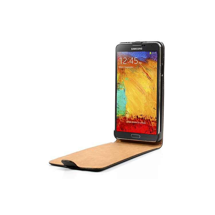 Genuine Split Leather Vertical Flip Case for Samsung Galaxy Note 3 N9005 N9002 N9000 - Black-5