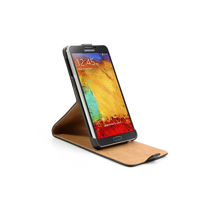 Genuine Split Leather Vertical Flip Case for Samsung Galaxy Note 3 N9005 N9002 N9000 - Black-6
