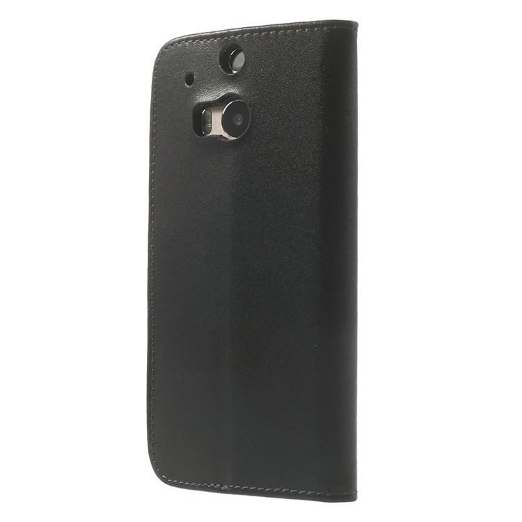Genuine Split Leather Skin Wallet Case for HTC One M8 w/ Stand-2