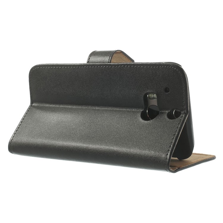 Genuine Split Leather Skin Wallet Case for HTC One M8 w/ Stand-4