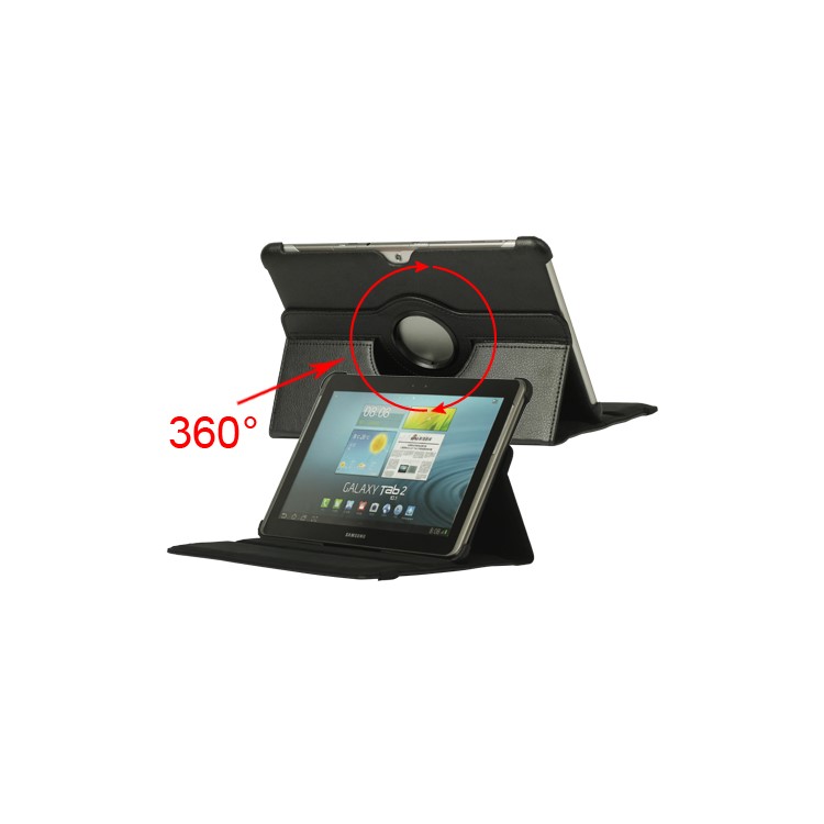 360 Degree Rotary Leather Case for Samsung Galaxy Tab 2 10.1 P5100 P5110 - Black-1