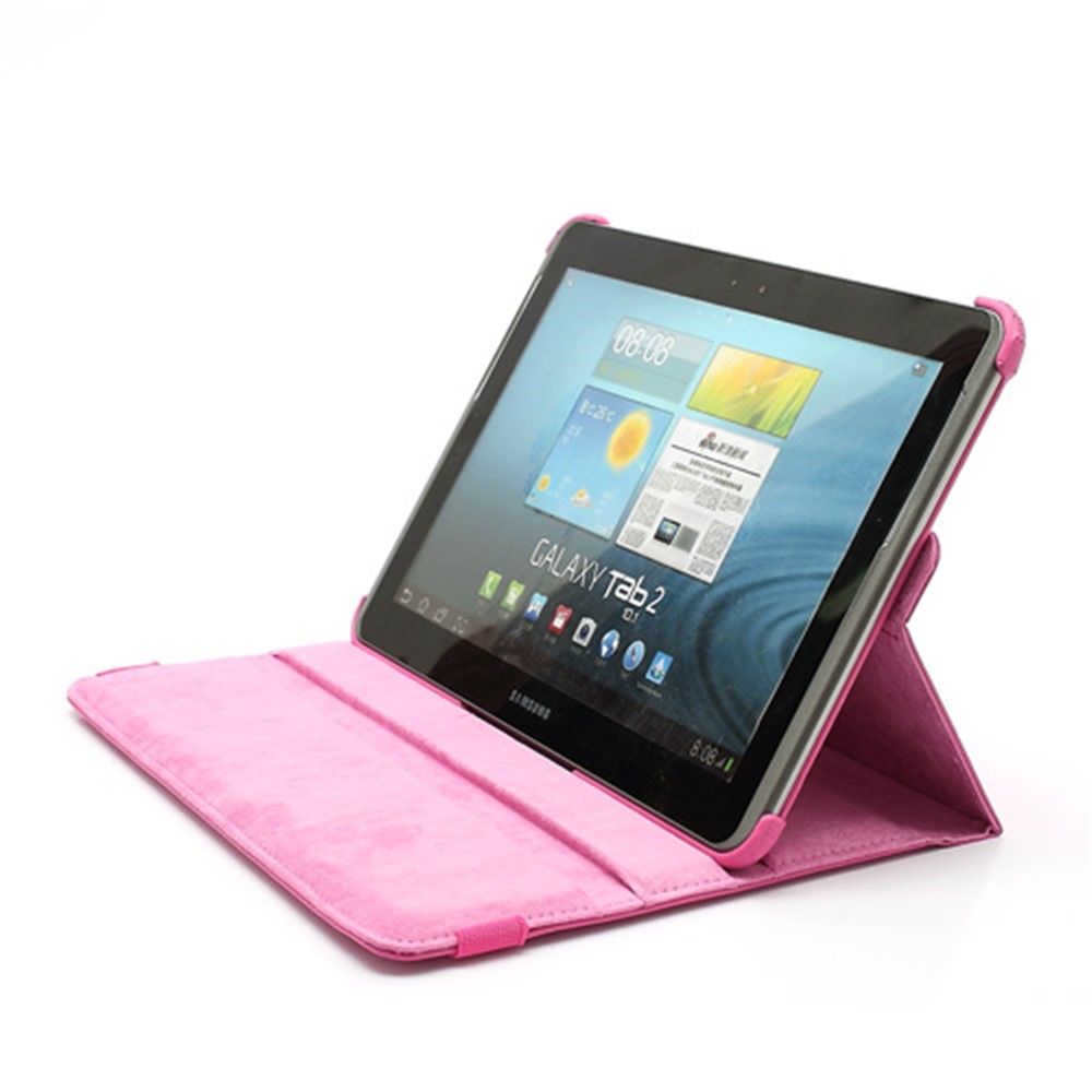 360 Degree Rotary Leather Case Stand for Samsung Galaxy Tab 2 10.1 P5100 P5110 P7500 P7510 - Rose-5
