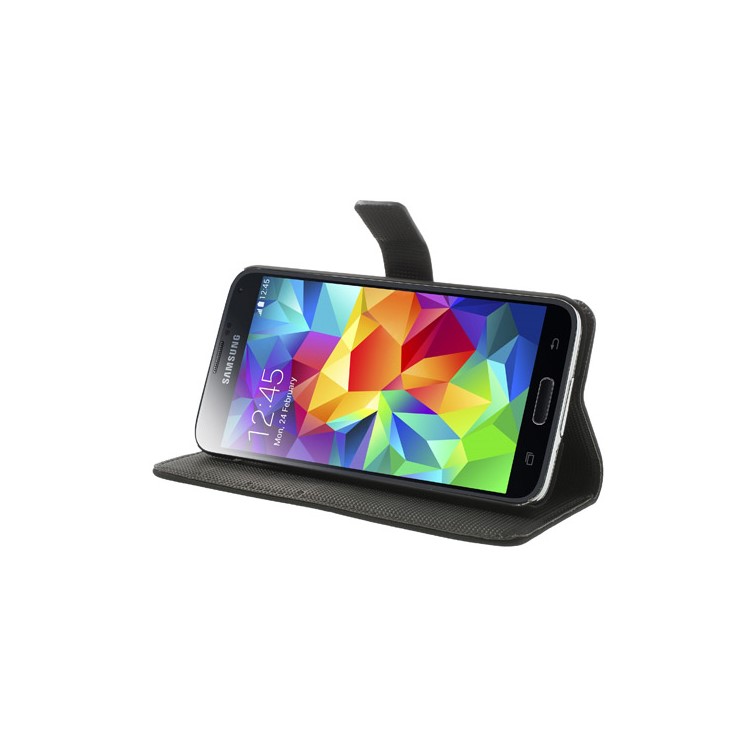 Retro Style Wallet Leather Stand Case Cover for Samsung Galaxy S5 G900F - Black-4