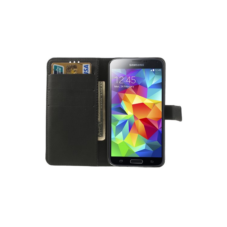 Retro Style Wallet Leather Stand Case Cover for Samsung Galaxy S5 G900F - Black-6