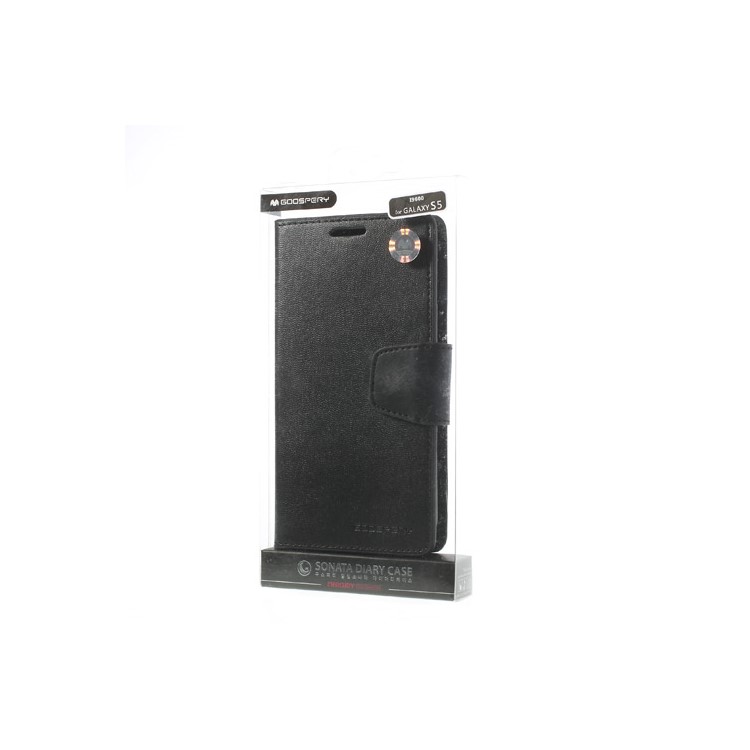 Mercury Sonata Diary Leather Case for Samsung Galaxy S5 G900 - Black-12