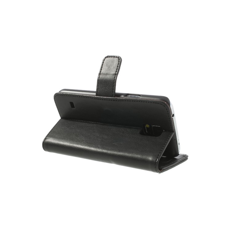 Crazy Horse Card Slots Leather Case for Samsung Galaxy S5 G900 w/ Stand - Black-5