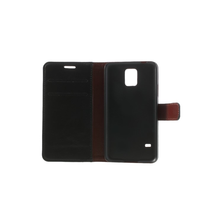 Crazy Horse Card Slots Leather Case for Samsung Galaxy S5 G900 w/ Stand - Black-7