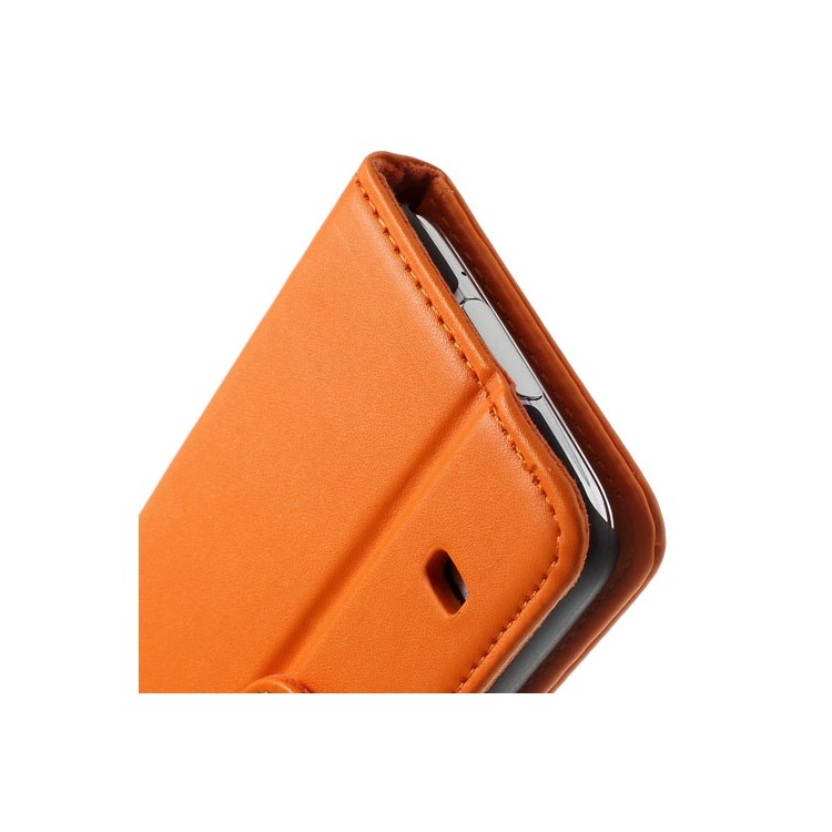 Orange Smooth Leather Wallet Shell with Stand for Samsung Galaxy S5 G900-10
