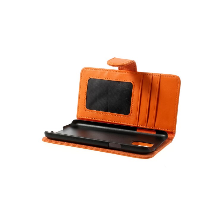 Orange Smooth Leather Wallet Shell with Stand for Samsung Galaxy S5 G900-6