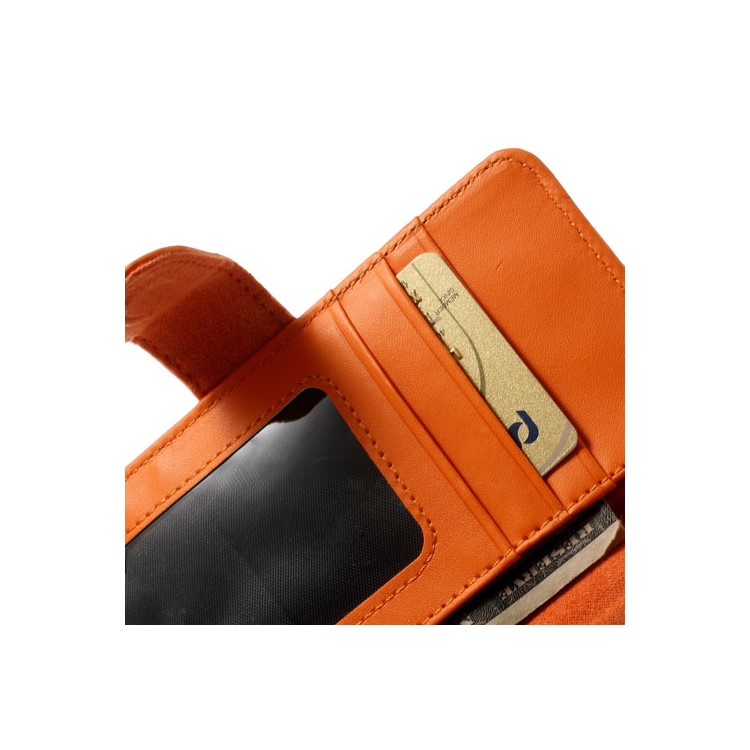Orange Smooth Leather Wallet Shell with Stand for Samsung Galaxy S5 G900-7