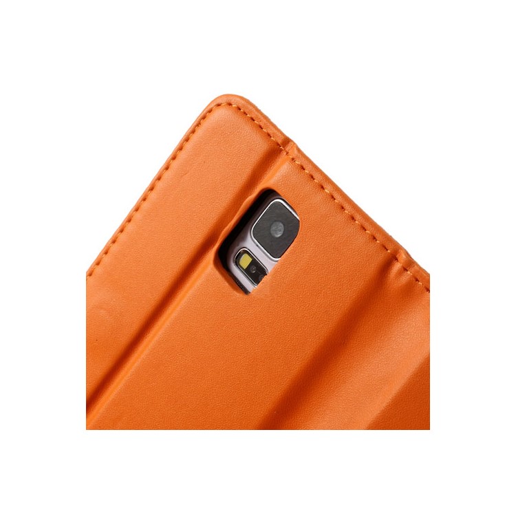 Orange Smooth Leather Wallet Shell with Stand for Samsung Galaxy S5 G900-8