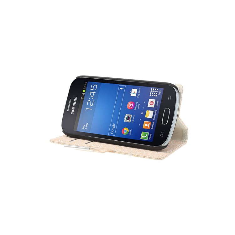 Maze Pattern Wallet Leather Stand Cover for Samsung Galaxy Trend Lite S7390 S7392 - White-4