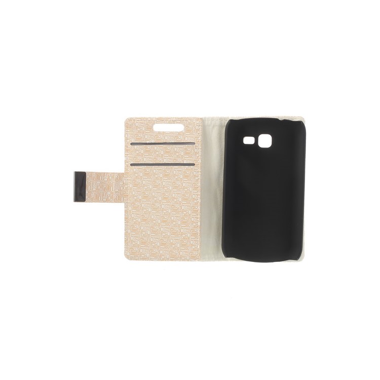 Maze Pattern Wallet Leather Stand Cover for Samsung Galaxy Trend Lite S7390 S7392 - White-7