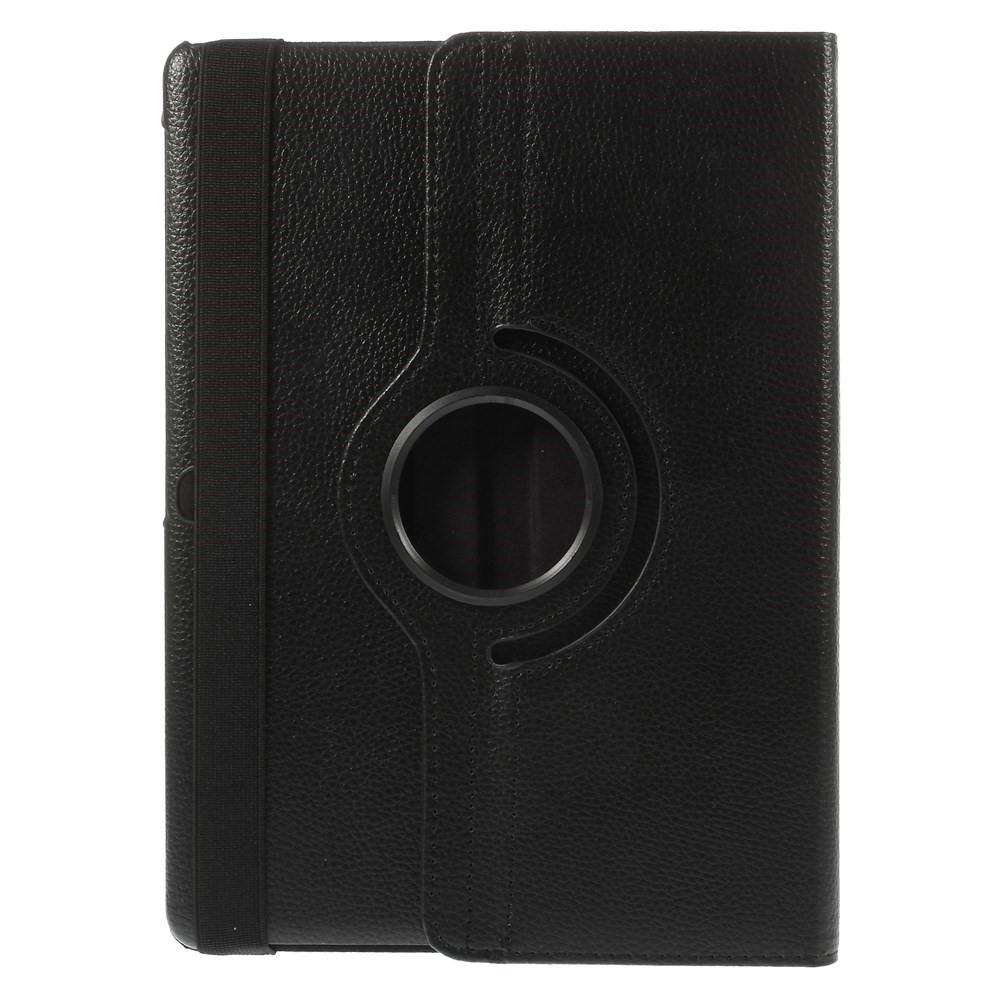 Cubierta de Cuero Inteligente Litchi de Soporte Rotativo Para Samsung Galaxy Tab S 10.5 T800 T805 - Negro