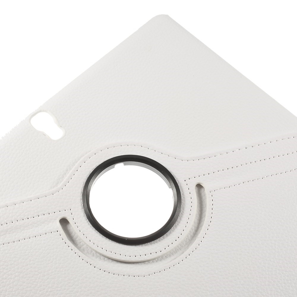 Cubierta de Cuero Inteligente Litchi de Soporte Rotativo Para Samsung Galaxy Tab S 10.5 T800 - Blanco