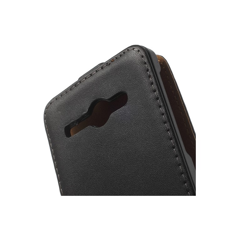 Genuine Split Leather Vertical Flip Case for Huawei Ascend Y530 / C8813 - Black-4