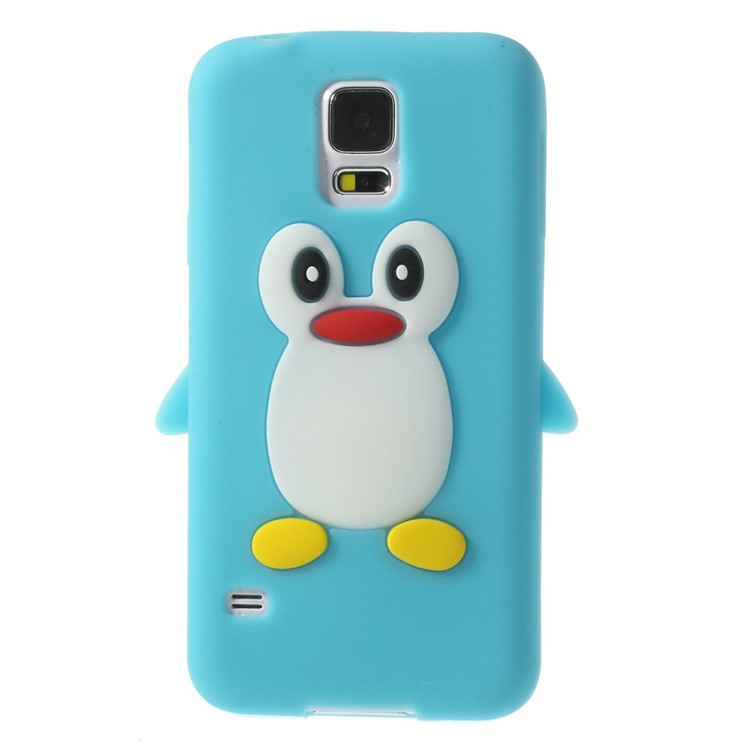 

Adorable Penguin Soft Silicone Cover Case for Samsung Galaxy S5 G900 GS 5 - Baby Blue