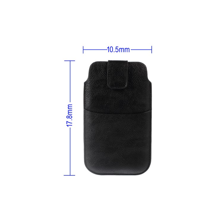 Black Card Slot Leather Pouch Case for Samsung Galaxy S5 G900 I9200 I9150 I9152 N7100 N9000 Etc, Size: 17.8 x 10.5cm-2