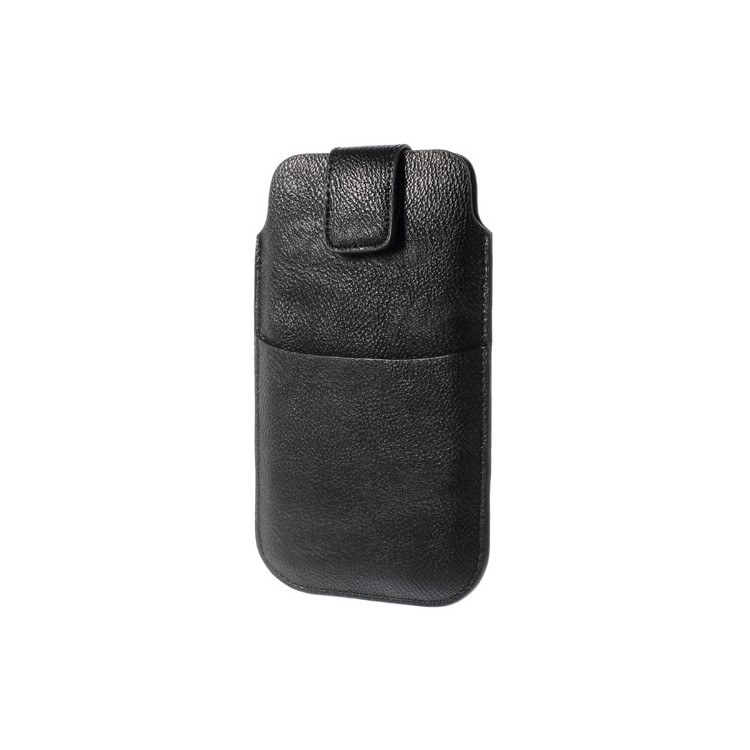 Black Card Slot Leather Pouch Case for Samsung Galaxy S5 G900 I9200 I9150 I9152 N7100 N9000 Etc, Size: 17.8 x 10.5cm-3