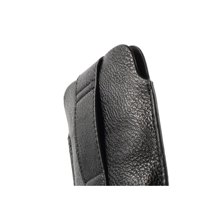 Black Card Slot Leather Pouch Case for Samsung Galaxy S5 G900 I9200 I9150 I9152 N7100 N9000 Etc, Size: 17.8 x 10.5cm-7