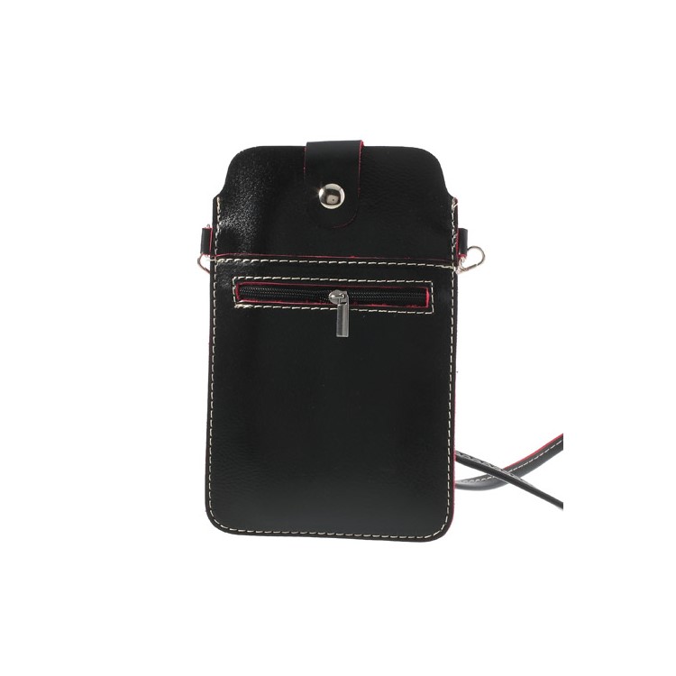 Black Universal Leather Bag Case w/ Shoulder Strap for Samsung Sony Xperia HTC LG Etc, Size: 18 x 11cm-2
